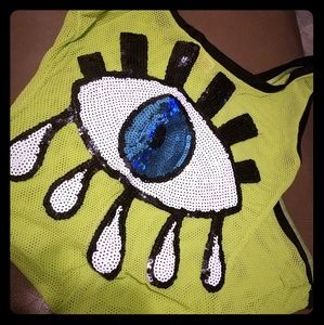 Lime Green Eye Coverup Dress Custom made